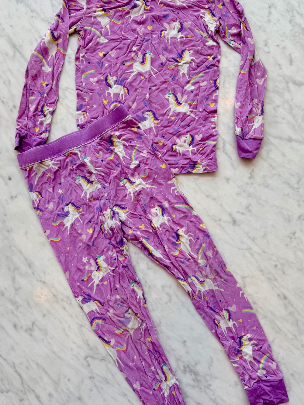 Little Sleepies Unicorn Print Purple Pajama Set - Long Sleeve & Pant
